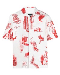 Camicia a maniche corte stampata bianca e rossa di Neil Barrett
