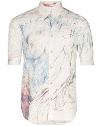 Camicia a maniche corte stampata bianca di Alexander McQueen