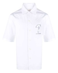 Camicia a maniche corte stampata bianca di Alexander McQueen
