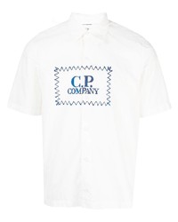 Camicia a maniche corte stampata bianca di C.P. Company