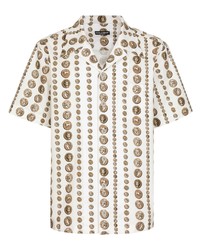 Camicia a maniche corte stampata bianca di Dolce & Gabbana