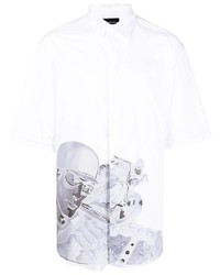 Camicia a maniche corte stampata bianca di Emporio Armani