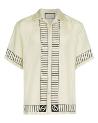 Camicia a maniche corte stampata bianca di Gucci