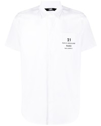 Camicia a maniche corte stampata bianca di Karl Lagerfeld
