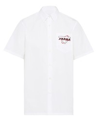 Camicia a maniche corte stampata bianca di Prada