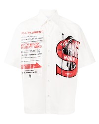 Camicia a maniche corte stampata bianca di Yoshiokubo