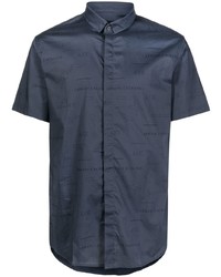 Camicia a maniche corte stampata blu scuro di Armani Exchange