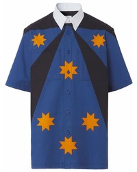 Camicia a maniche corte stampata blu scuro di Burberry
