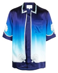Camicia a maniche corte stampata blu di Casablanca