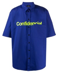 Camicia a maniche corte stampata blu di Marcelo Burlon County of Milan