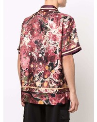 Camicia a maniche corte stampata bordeaux di Dolce & Gabbana