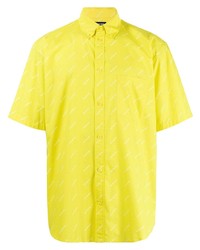 Camicia a maniche corte stampata gialla di Balenciaga