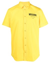 Camicia a maniche corte stampata gialla di Moschino