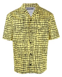Camicia a maniche corte stampata gialla di Moschino