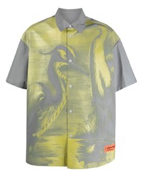 Camicia a maniche corte stampata grigia di Heron Preston