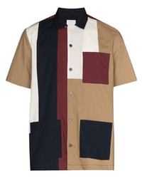 Camicia a maniche corte stampata marrone chiaro di Wood Wood