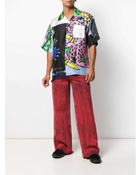 Camicia a maniche corte stampata multicolore di Marni
