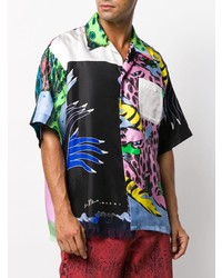 Camicia a maniche corte stampata multicolore di Marni