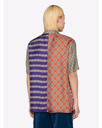 Camicia a maniche corte stampata multicolore di Gucci
