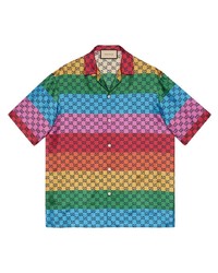 Camicia a maniche corte stampata multicolore di Gucci