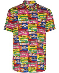 Camicia a maniche corte stampata multicolore di Moschino