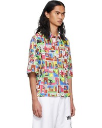 Camicia a maniche corte stampata multicolore di Moschino