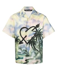 Camicia a maniche corte stampata multicolore di Palm Angels