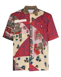 Camicia a maniche corte stampata multicolore di Sacai