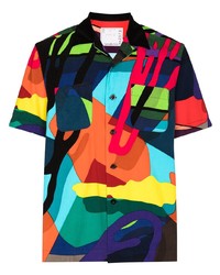 Camicia a maniche corte stampata multicolore di Sacai