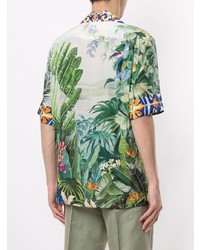 Camicia a maniche corte stampata multicolore di Dolce & Gabbana