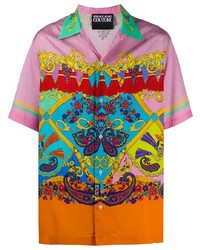 Camicia a maniche corte stampata multicolore di VERSACE JEANS COUTURE