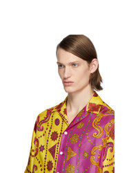 Camicia a maniche corte stampata multicolore di Versace