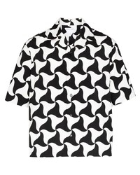 Camicia a maniche corte stampata nera e bianca di Bottega Veneta