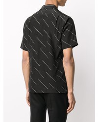 Camicia a maniche corte stampata nera e bianca di Saint Laurent