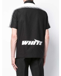 Camicia a maniche corte stampata nera e bianca di Off-White