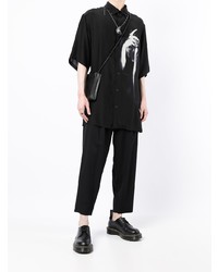 Camicia a maniche corte stampata nera e bianca di Yohji Yamamoto