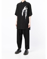 Camicia a maniche corte stampata nera e bianca di Yohji Yamamoto