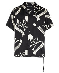Camicia a maniche corte stampata nera e bianca di Mastermind Japan
