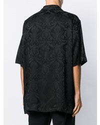 Camicia a maniche corte stampata nera di Versace