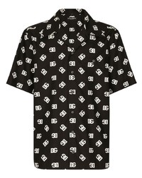 Camicia a maniche corte stampata nera di Dolce & Gabbana