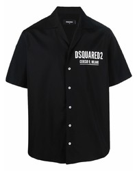 Camicia a maniche corte stampata nera di DSQUARED2