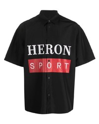 Camicia a maniche corte stampata nera di Heron Preston