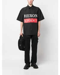 Camicia a maniche corte stampata nera di Heron Preston