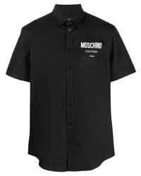 Camicia a maniche corte stampata nera di Moschino
