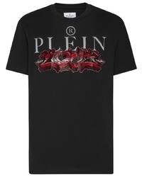 Camicia a maniche corte stampata nera di Philipp Plein