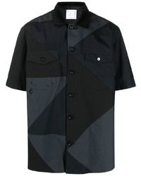 Camicia a maniche corte stampata nera di Sacai