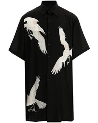 Camicia a maniche corte stampata nera di Yohji Yamamoto