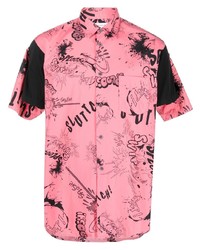 Camicia a maniche corte stampata rosa di Comme Des Garcons SHIRT