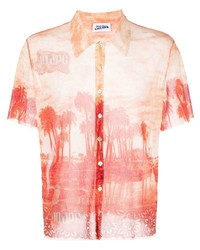Camicia a maniche corte stampata rosa di Jean Paul Gaultier