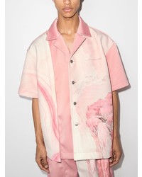 Camicia a maniche corte stampata rosa di Feng Chen Wang